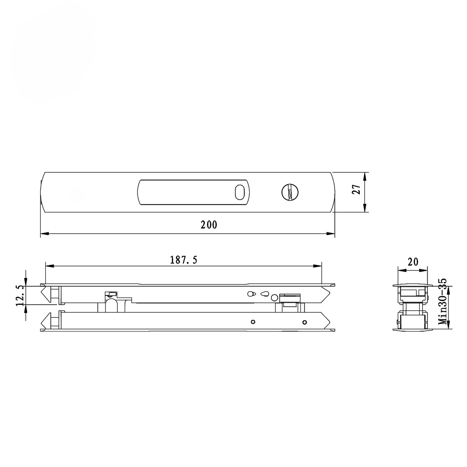 Henray TS-1007 sliding door lock installation parts