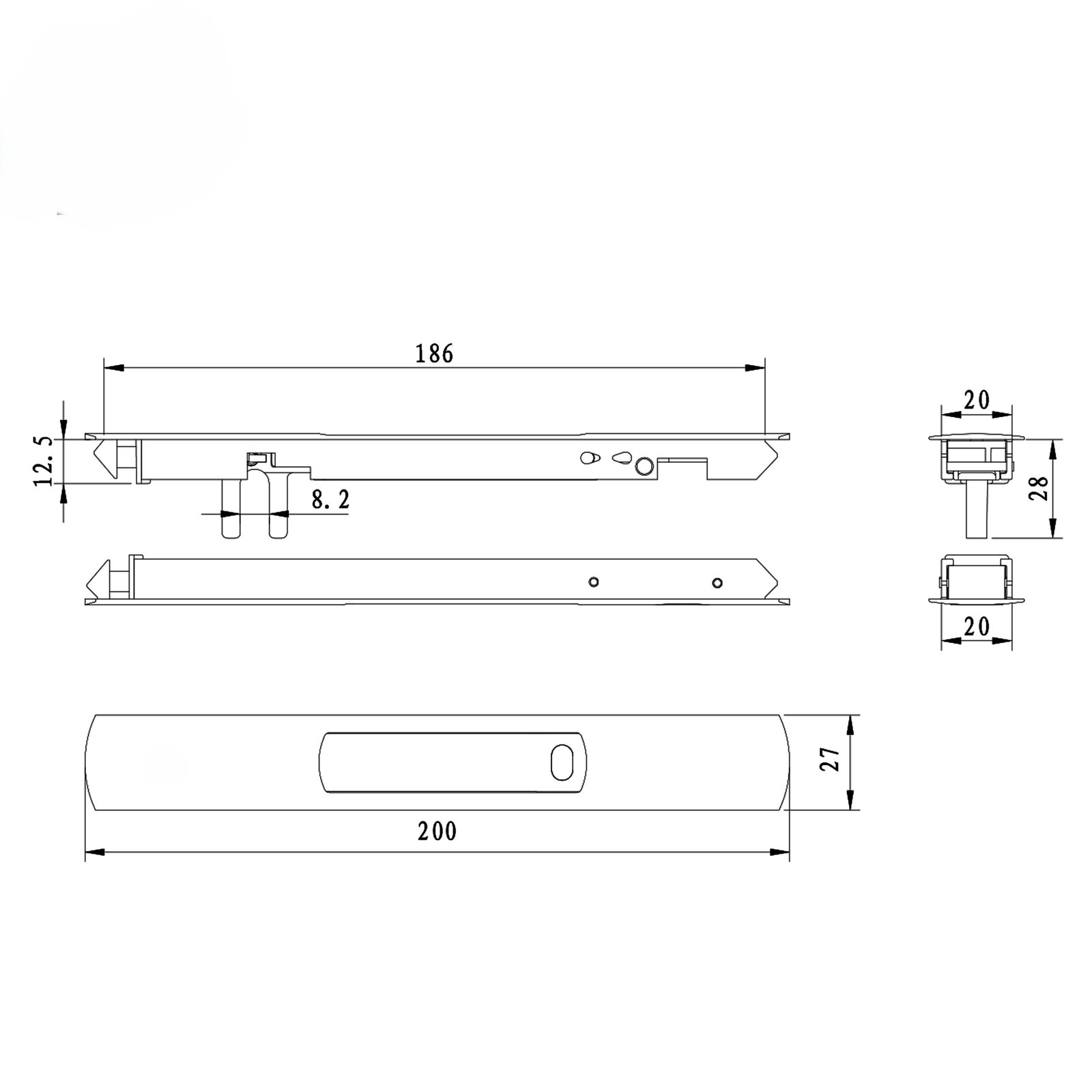 Henray TS-1007F sliding door lock installation parts